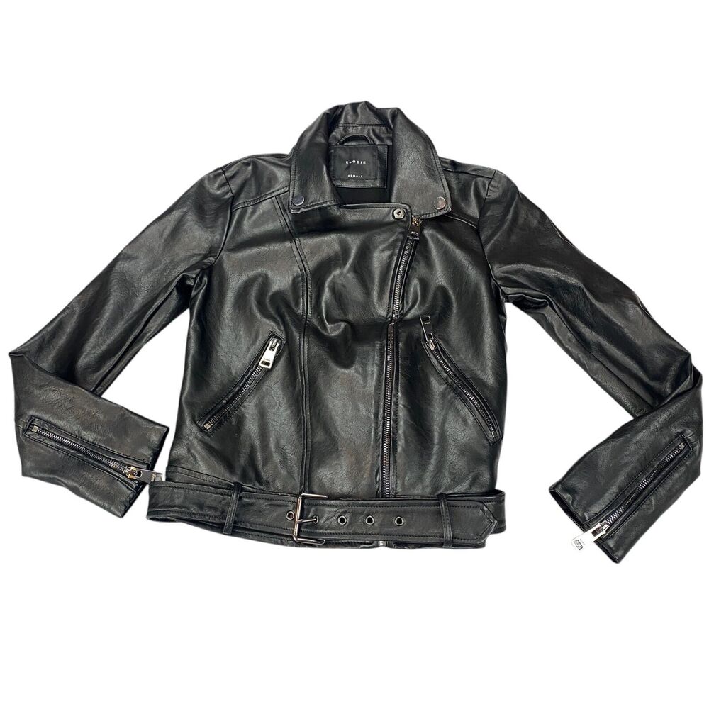 Elodie Nordstrom Womens Size XS Moto Jacket Black Faux Leather